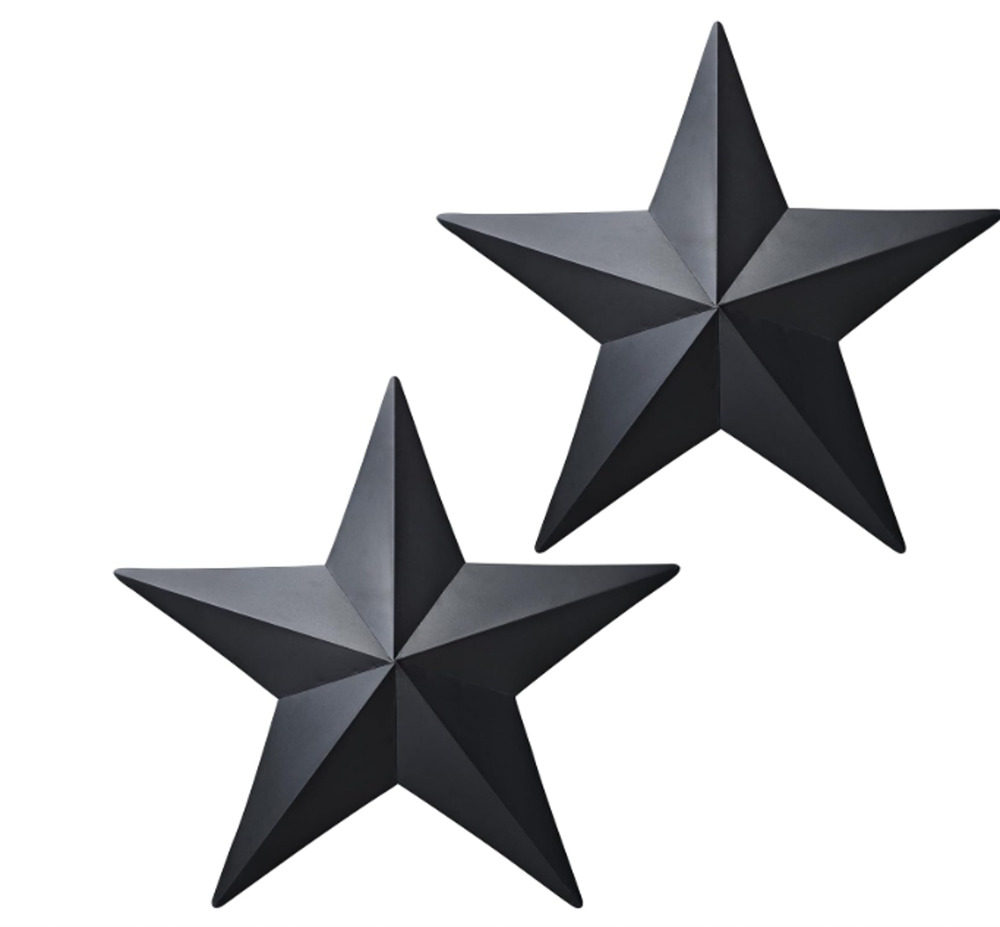Black Barn Star Wall Decor, Iron Stars for Outside Rustic Western 2PC NEW 15.5”